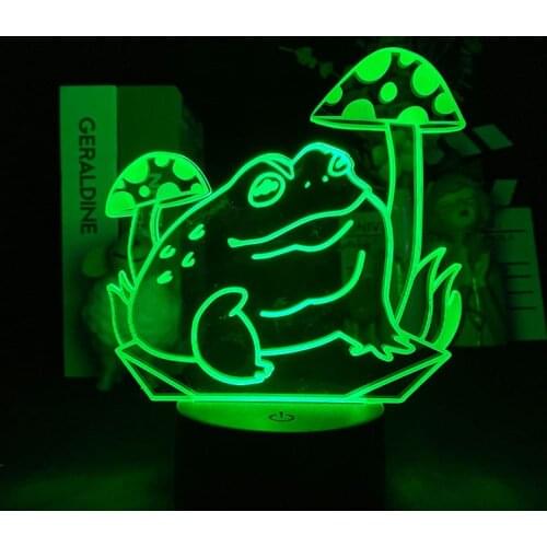 Cute Frog Cartoon LED Nightlight for Children Colorful Changing LED Light for Room Home Decorative Table 3d Lamp Kids Xmas Gifts