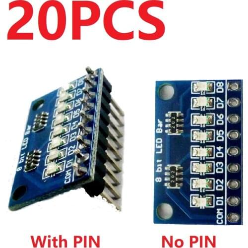 20pcs 3.3V 5V 12V 24V 8 Bit Blue/Red Common anode/cathode LED indicator Module for Arduino UNO MEGA2560 ARM MCU PLC Motor