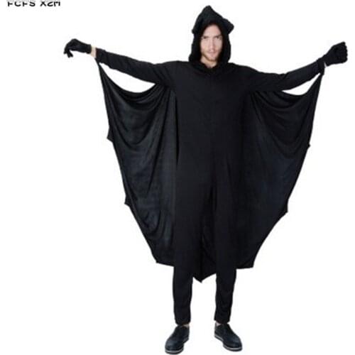 Men Halloween Vampire Costumes Adult Pajamas Bat Animal Cosplay Carnival Purim Parade Masquerade Nightclub Role Play Party Dress