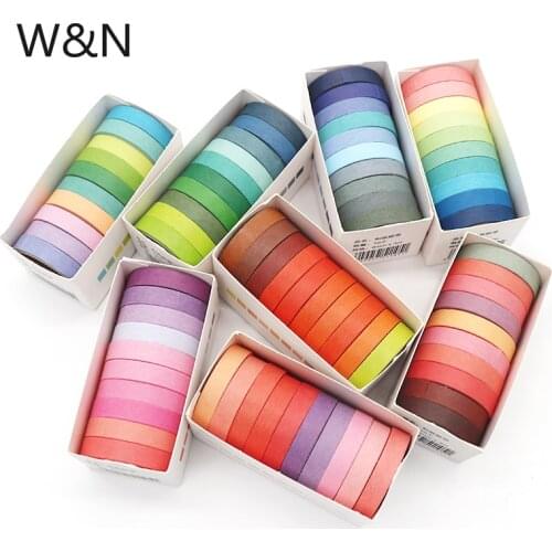 10pcs/lot Fall Rainbow Masking Washi Tape Set Paper Masking Washi Tape Japanese Stationery Kawaii Scrapbooking Supplies Sticker