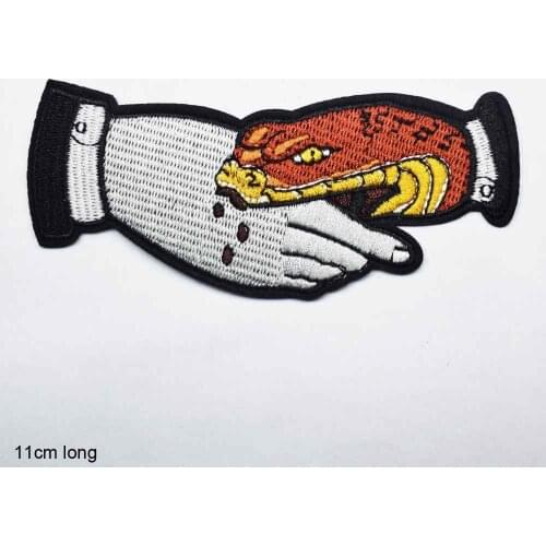 Snake Biting Hand Trust No One Iron On Patch Embroidered Clothes Patch For Clothing Boys Clothes Stickers Garment Jeans Backpack