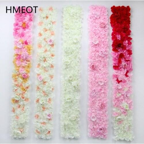 2M Cheap Dahlia Artificial Flower Row Runner Curtain Floral Wedding Backdrop Flower Wall Layout Shop Party Deco Home Accessories