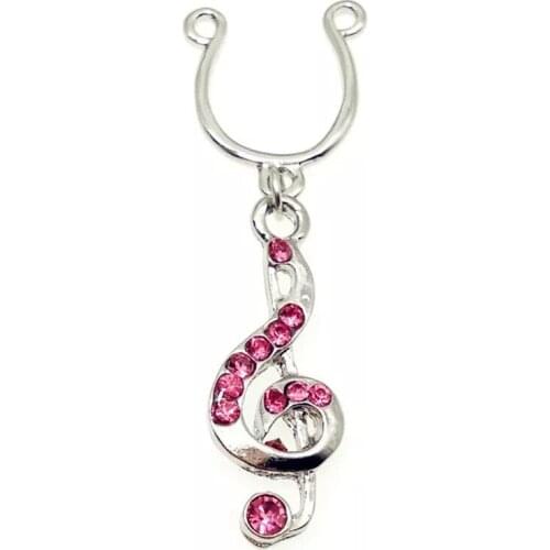 New Fashion red music symbol Non pierced Clip On Nipple Ring Nipple Fake Shield with Tassel Dangle Adjustable Sexy Body Jewelry