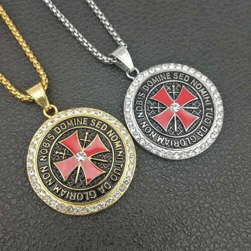 New Bohemian Crystal Inlaid Hanging Necklace for Mens Cross Religious Rhinestone Pendant Necklace Accessories Party Jewelry