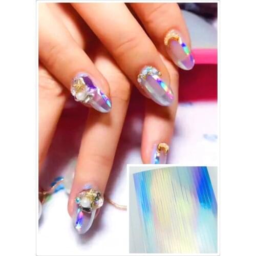 New 3d Glitter Colorful Tips Manicure Decorations Self-adhesive Gold Silver Laser Decal Nail Art Striping Tape Line Stickers,MMM