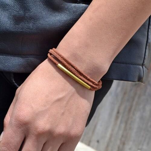 New Brown Retro Wrap Long Leather Bracelet Men Bangles Fashion Sproty Chain Link Male Charm Bracelet with 3 Laps