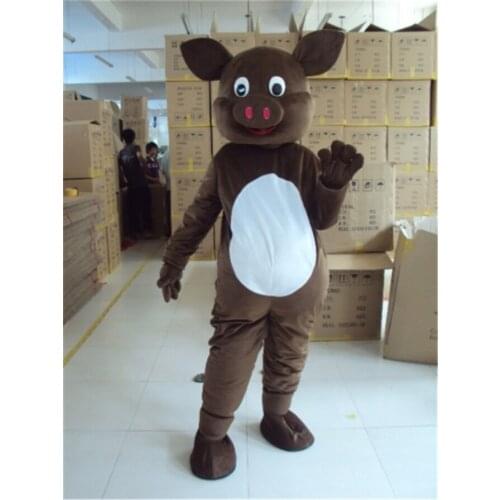 New pretty Brown Pig mascot costume cartoon character for welcome openning carvinal party Adversting outfit adult size