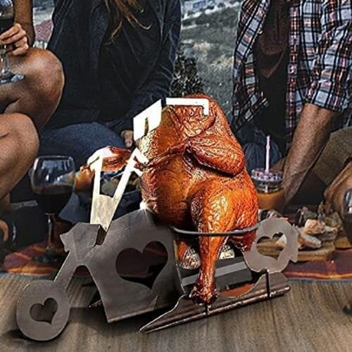 Portable Chicken Stand Beer American Motorcycle Bbq Stainless Steel Rack With Glasses Indoor Outdoor Use Camping Accesorios