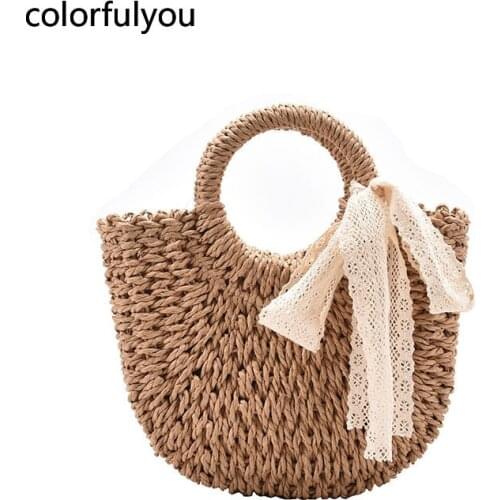 Casual Straw Handbag Women Shoulder Bags Wicker Woven Rattan Summer Beach Bag Large Capacity Totes Lady Big Purses Shopper Sac