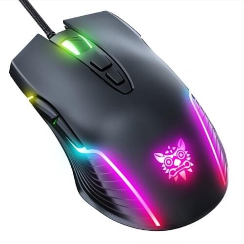 6400 DPI Wired Gaming Mouse,ONIKUMA CW905 Black Mechanical Mouse,6-level Adjustable DPI And 7 RGB Backlight Mode Gaming Mice