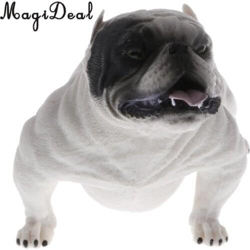 Lifelike Small Plastic Animal Model American Bully Pitbull Door Guard Fake Dog Figurines Model Ornament Statue Home Decor