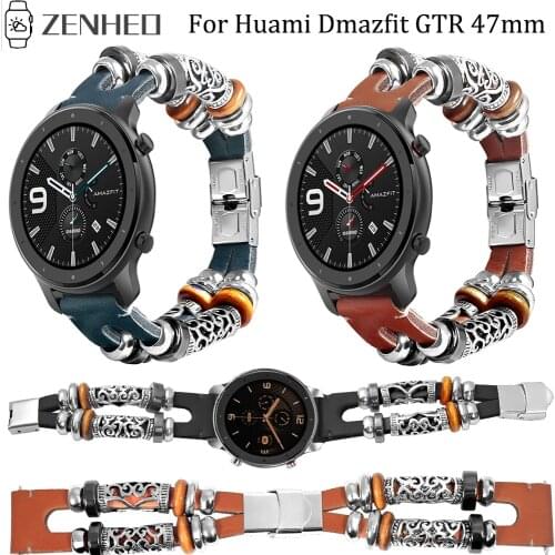 Retro DIY 22mm Strap For Huami Amazfit GTR 47mm Watchband Replacement Bracelet Strap For Samsung Galaxy Watch 46mm
