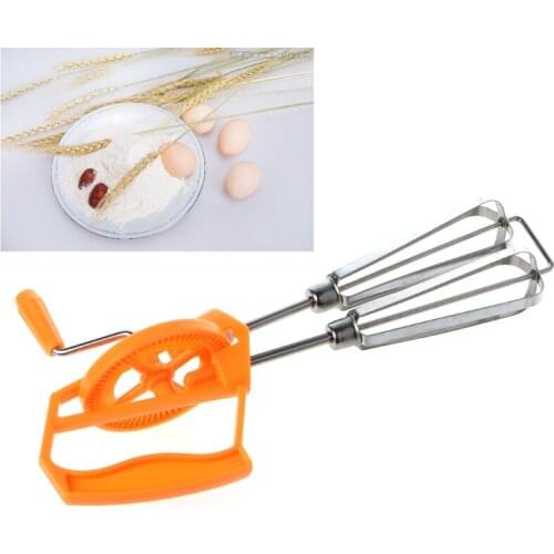 Rotary Hand Whisk Egg Beater Mixer Stainless Steel Manual Shaker Kitchen Blender Whosale&Dropship