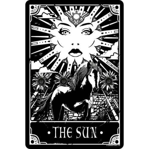 Tarot The Sun Novelty Funny Metal Signs Vintage Look Sign Metal Plaques for Kitchen Bar Cafe Pub Farm Poster Art Decor 8 X 12 in