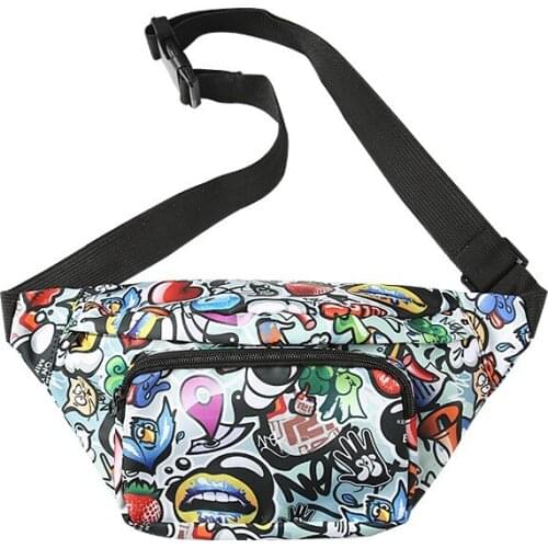 Street Style Fashion Chest Bag Graffiti Print Crossbody Bags Multifunctional Student Pocket