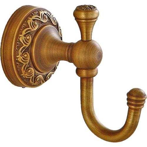 Vintage Robe Hooks Brass Bathroom Hardware Single Hook Sanitary Facility Retro Cooper Hook Wall Mount