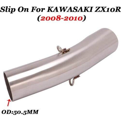Slip On For KAWASAKI ZX10R ZX-10R 2008 2009 2010 Motorcycle GP Exhaust Escape Moto Middle Mid Connection Link Pipe 51MM Muffler