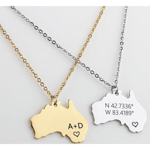 Custom Jewelry Alberta Pendant Canada Map Necklace Stainless Steel Personalized I Love Florida Charm Necklace Cartography Gift