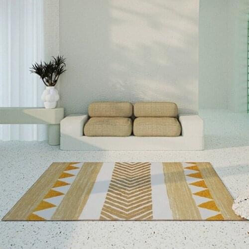 Yellow White Plush Rug For Bedroom Nordic Geometric Pattern Rug Living Room Sofa Coffee Table Floor Mat Tatami Rug Home Decor