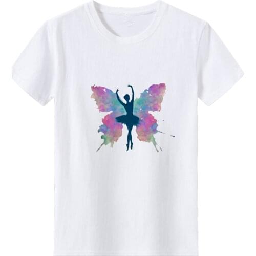 Watercolor Butterfly Ballet Dancer Print Women Tshirt Casual Dancing Ballet T Shirt for Women Harajuku Vintage Top Camisas Mujer