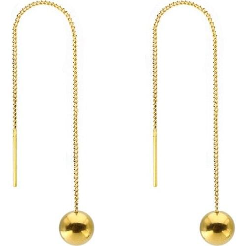 FairLadyHood Trendy Tassel Ball Pendant Earrings Stainless Steel Rose Gold Silver Color Earrings Women Drop Earrings For Women