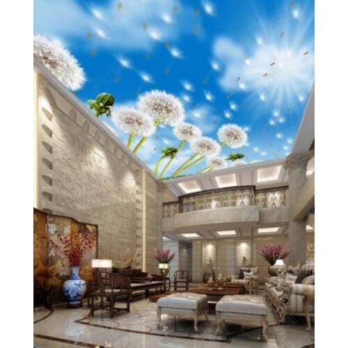 1839 dandelion Overview in the blue sky Printing stretch ceiling film for workshop ceiling decoration