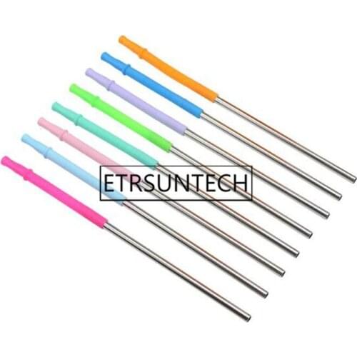 200pcs Stainless Steel Straws Reusable Metal Drinking Straws with Silicone Tips for Beverage Mugs Cup Bottle