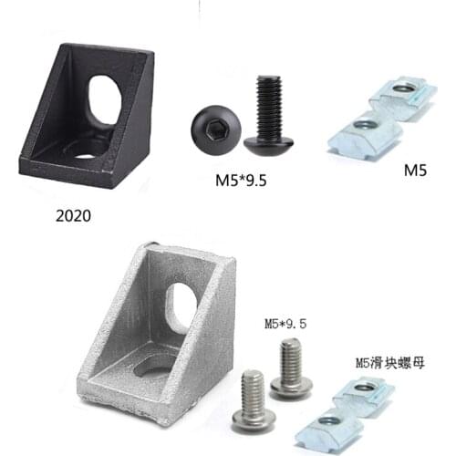 2020 Aluminum Profile Connector Set Screws Nut Set Aluminum profile angle connector bracket 20PCS
