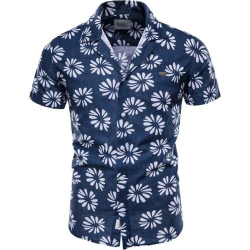 2021 New Summer Hawaii Style Shirt Men Flower Printed 100% Cotton Short Sleeve Mens Shirts Quality Beach Shirt For Men Tops