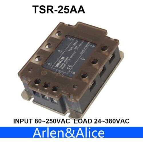 25AA TSR-25AA Three-phase SSR input 80~250VAC load 24-380VAC single phase AC solid state relay