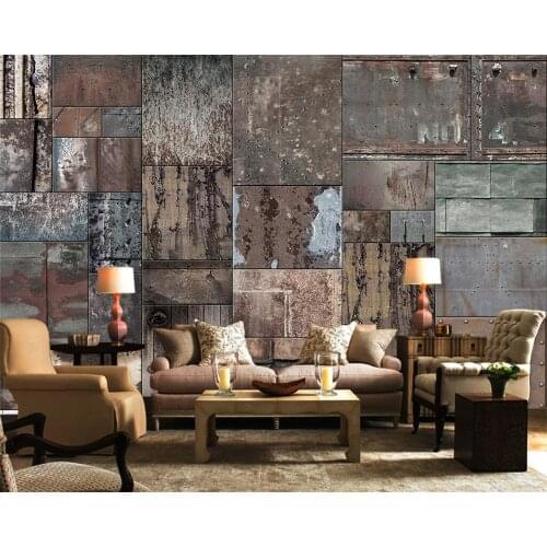 Beibehang Custom wallpaper vintage tin art background wall painting living room bedroom TV background walls murals 3d wallpaper