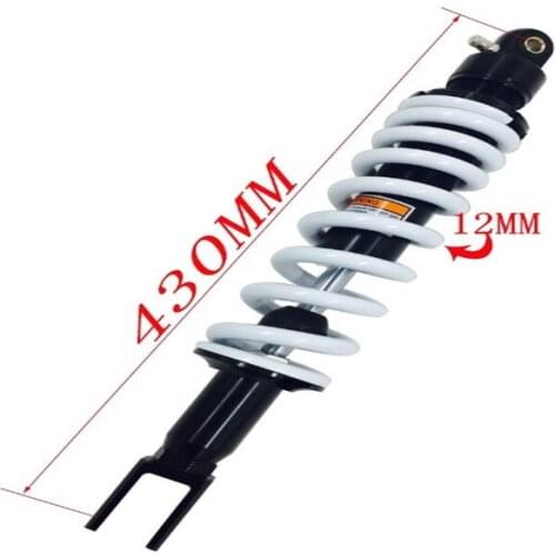 900lbs 430mm Rear Shock Absorber 12mm Spring Shock Suspension for ATV DIRT BICYCLE PIT TRACK Black + White