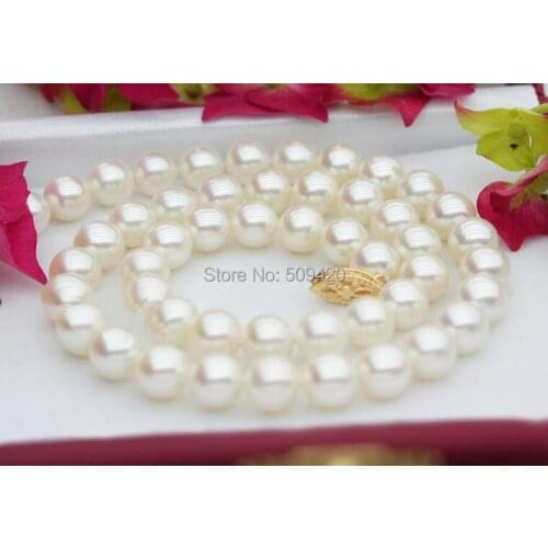 Free Shipping >>>NATURAL 9-10MM AAA+ WHITE AKOYA PEARL NECKLACE 18 INCH