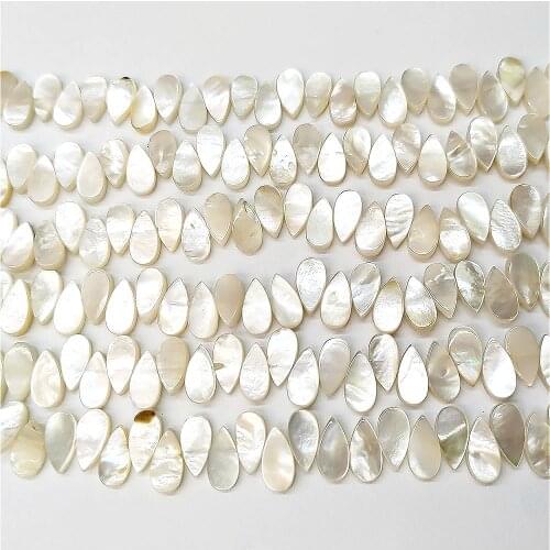 Natural White Shell Beaded Charms Women Jewelry Making 5*10mm Drop-shaped Loose Beads for DIY Bracelet Necklace Accessories 15