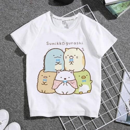 Anime Sumikko Print White Kid T shirt Children Japan Comic Manga Sumikkogurashi Tops Summer Little Baby Clothes,Drop Ship