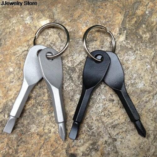 Hot Portable Stainless Steel Keychain Flathead Head Key Ring Key Chain Screwdriver Keychain Silver/Black