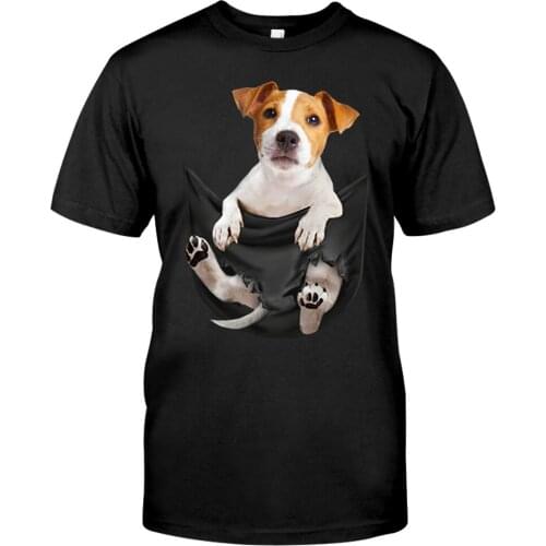 CLOOCL Cotton T-Shirt Fashion Pocket Jack Russell Terrier Printed TShirts Men Women Casual TShirt Hip Hop Tops Funny Cotton Tees
