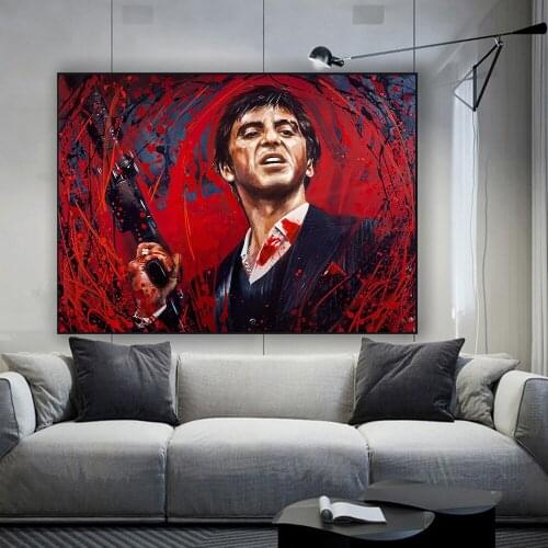 Graffiti Tony Montana Art Poster Al Pacino SCARFACE Movie Portrait Canvas Painting Printing Wall Art Picture Living Room Decorat