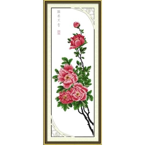 National Beauty And Heavenly Fragrance -- Peony Joy Sunday Portrait Painting 11&14CT Cross Stitch Printed Pattern Embroidery Set