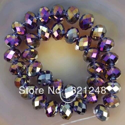 Beautiful Purple AB+ crystal Multicolor glass stone 10mm cute crystal gem abacus loose beads 100pcs GE1266