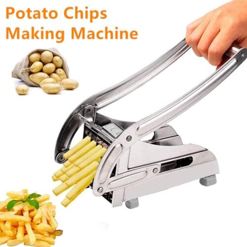 Kitchen Fry Cutter Potato Chipper 2 Blades Cutter Stainless Steel Home French Fries Potato Chips Slicer Cutter Chopper Tools