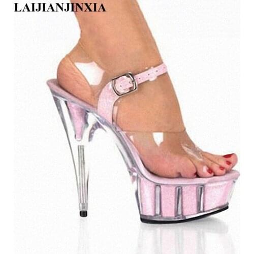 LAIJIANJINXIA Hot Sexy Nightclub 15CM High Heels Platform Sandals Nightclub Shoes Party Show Ladies Pole Dance Shoes