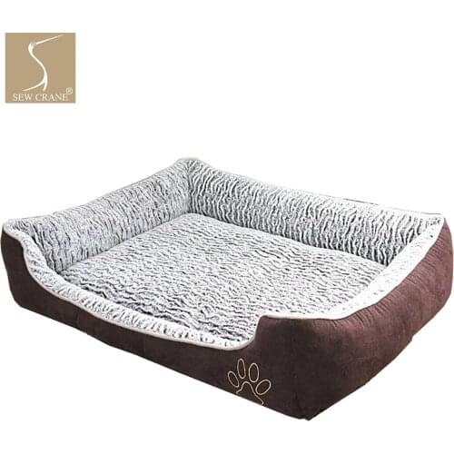 Dog Paws Striped Velvet Puppy Cuddle Removable Cushion Dog Washable Cat Sleeping Bed with Removable Washable Covers