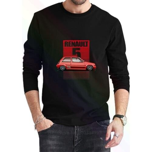 Legend Car Renault 5 Logo Classic Black T-Shirt 2021 Newest Summer Mens Long Sleeve Popular Tees Shirt Tops Novel Unisex