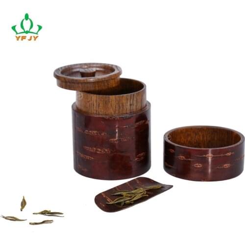 Small cherry wood veneer solid wood tea can factory wholesale classical wooden bucket tea box fashion custom