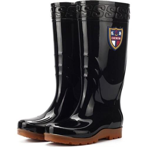 Fashion Thick Men High Rain Boots Non-slip Work Water Shoes PVC Waterproof Wear-resistant Rubber Shoes Casual Man Rainboots