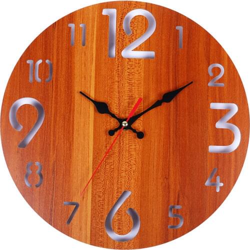 2020 New Brown 3D Vintage Round Wooden Handmade Oversized Wall Clock For Home Bar Coffe Decor