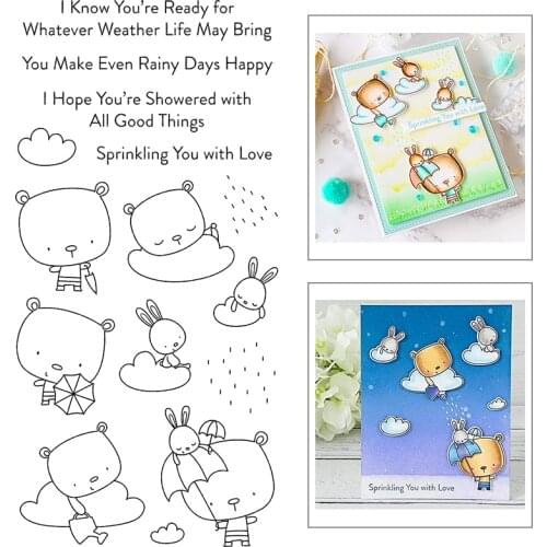 2021 New Animal Rabbit Bear Umbrella Cloud Clear Stamps and Metal Cutting Dies For DIY Making Greeting Card Album Scrapbooking