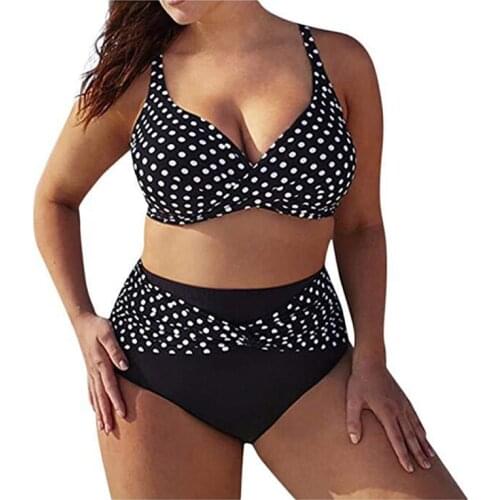 2021 New Dot Print Women Swimsuit Swimwear Women Plus Size Womens Two-piece Bathing Suit Bikinis Bathing Suit Large Size M-5XL