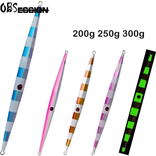 OBSESSION 200g 250g 300g Fast Fall jigging lure Sinking Pencil Bait Luminous Hard Metal Lead Bait Artificial Sea Fishing Lure